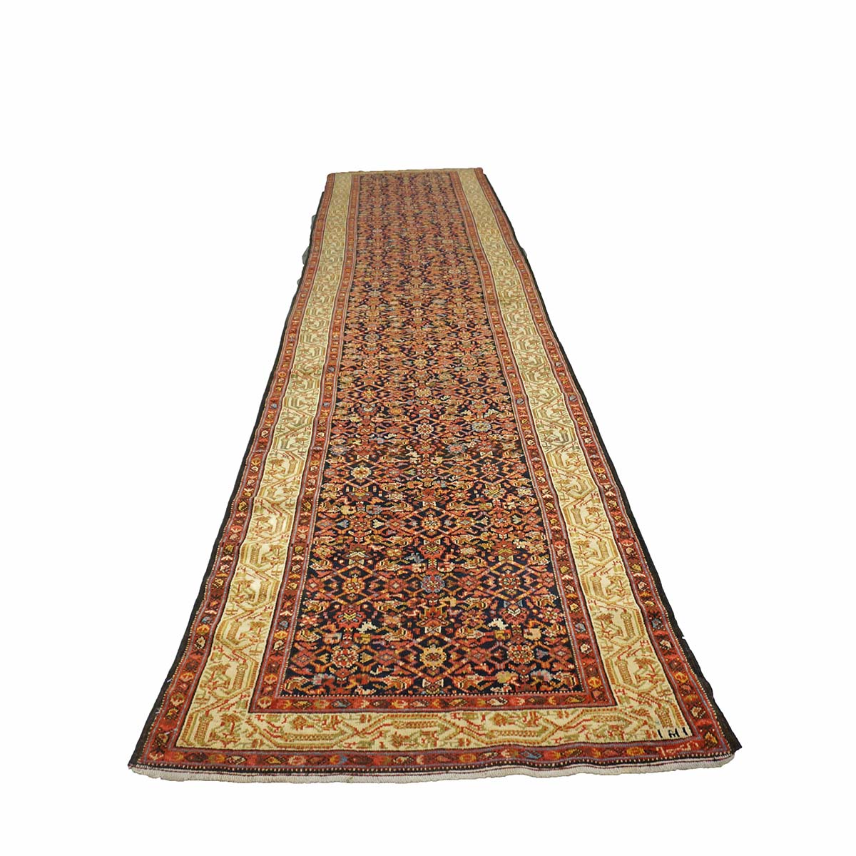 Antique Persian Malayer Wool 3x16 Rust & Ivory Handmade Runner Rug #1143529