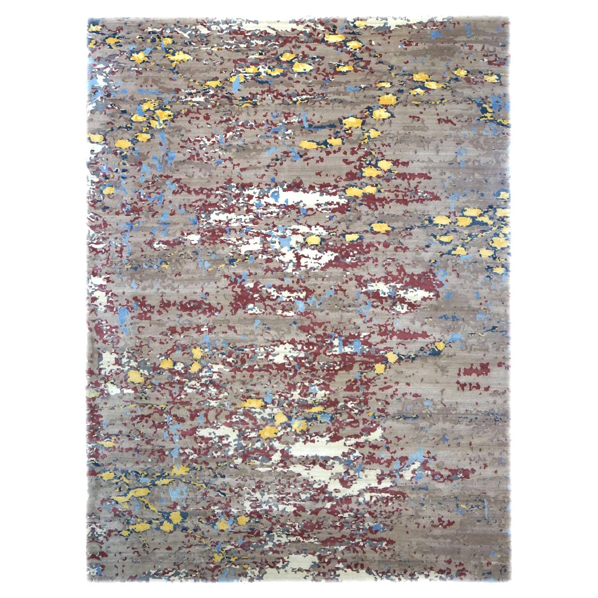 Indo Nepalese Modern Wool & Silk 9X12 Grey Handmade Area Rug #1143582