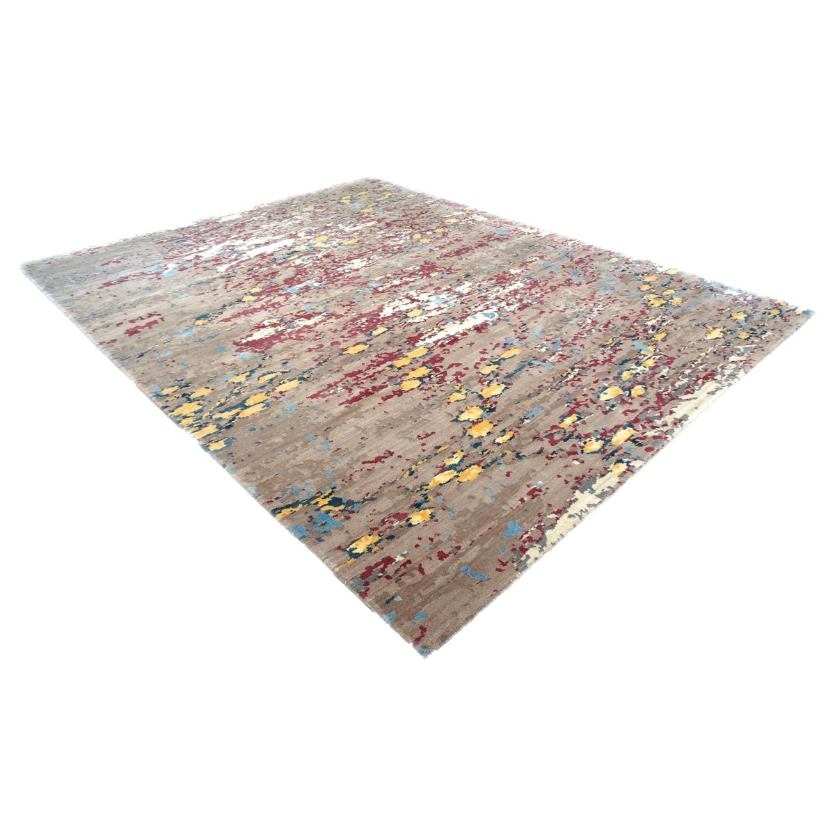 Indo Nepalese Modern Wool & Silk 9X12 Grey Handmade Area Rug #1143582