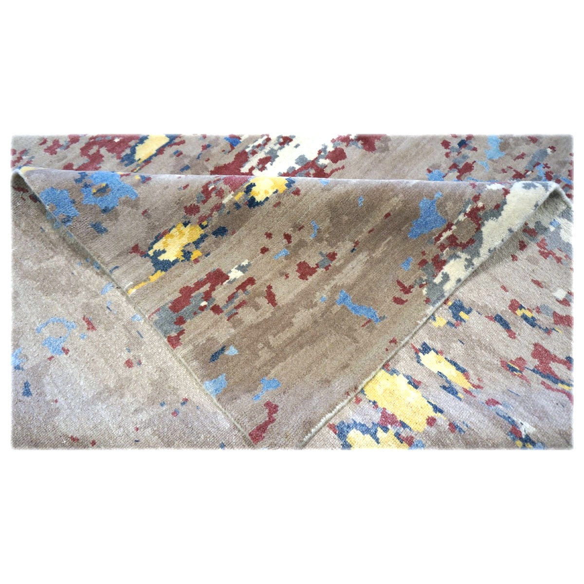 Indo Nepalese Modern Wool & Silk 9X12 Grey Handmade Area Rug #1143582