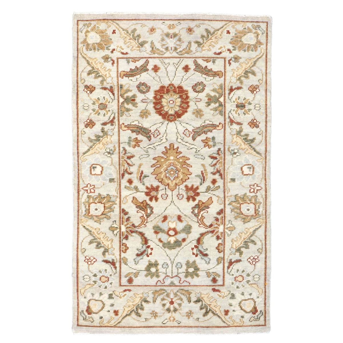 Afghan Sultanabad Master Wool 3x5 Ivory, Red, & Green Handmade Area Rug #1143658