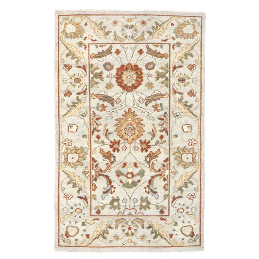 Afghan Sultanabad Master Wool 3x5 Ivory, Red, & Green Handmade Area Rug #1143658