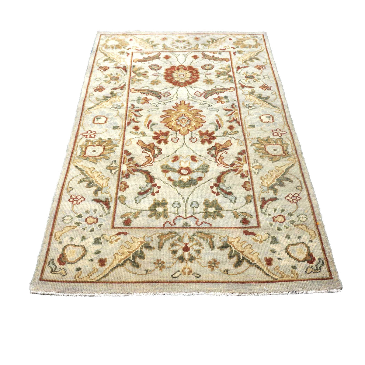Afghan Sultanabad Master Wool 3x5 Ivory, Red, & Green Handmade Area Rug #1143658