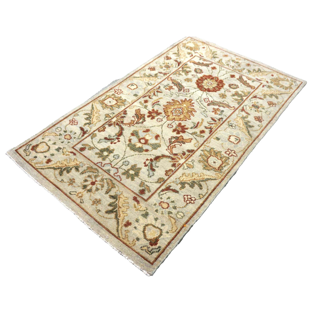 Afghan Sultanabad Master Wool 3x5 Ivory, Red, & Green Handmade Area Rug #1143658