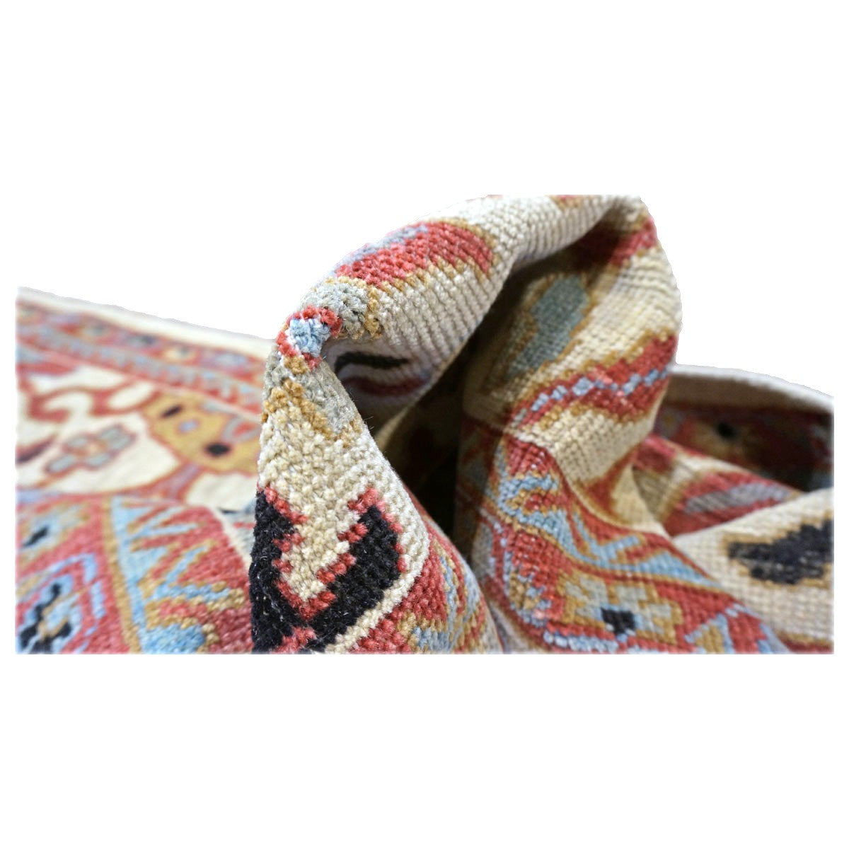 21st Century Afghan Sultanabad Wool 3x12 Ivory, Red, & Blue Handmade Runner Rug #1143666