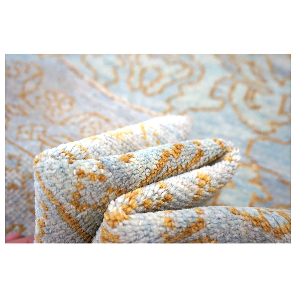 Afghan Sultanabad Master Wool 3x12 Light Slate & Gold Handmade Runner Rug #1143677