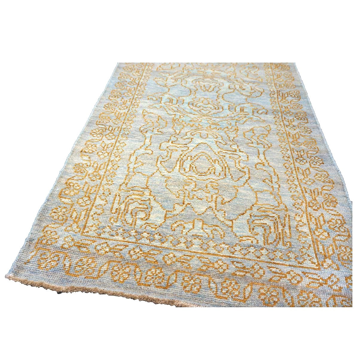 Afghan Sultanabad Master Wool 3x12 Light Slate & Gold Handmade Runner Rug #1143677