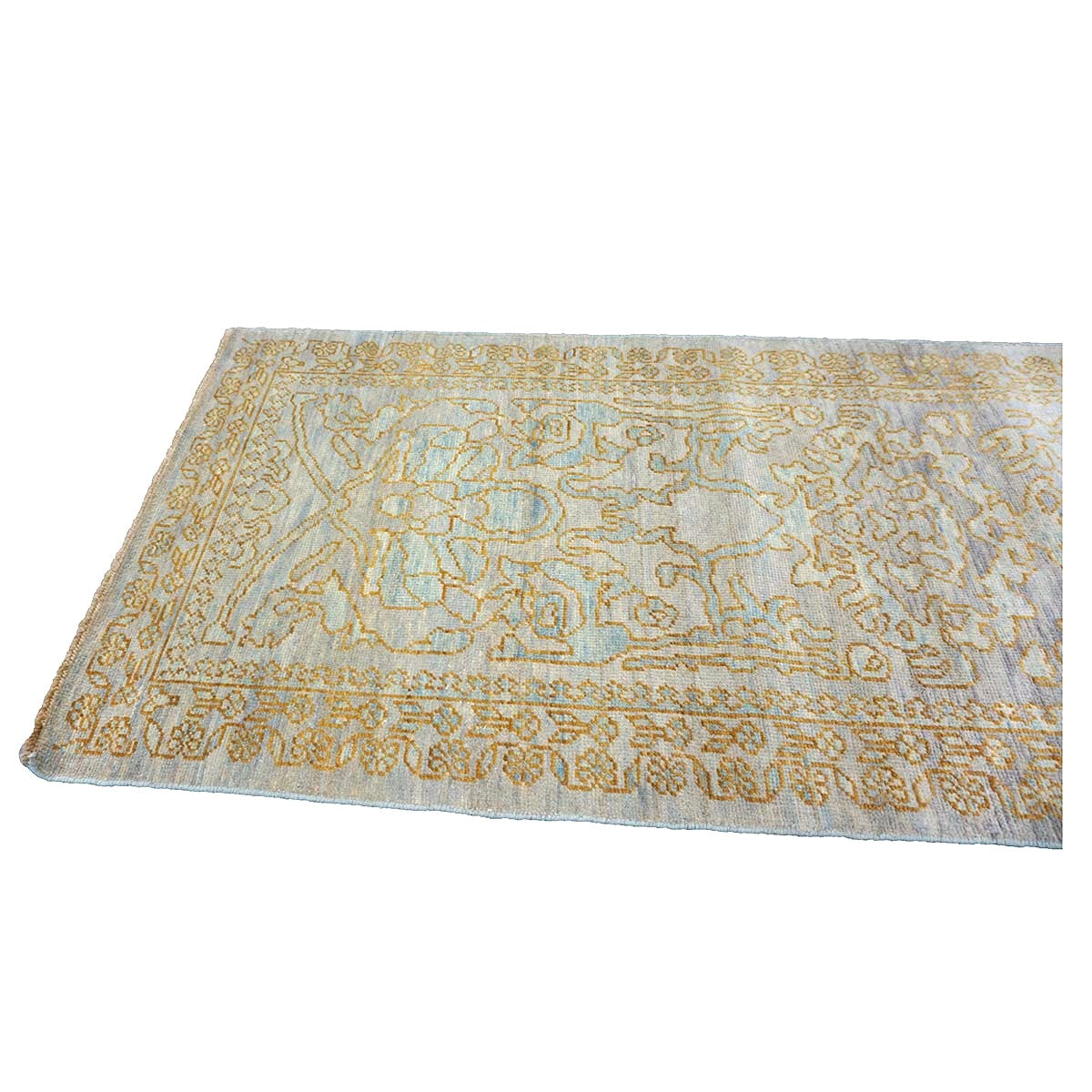 Afghan Sultanabad Master Wool 3x12 Light Slate & Gold Handmade Runner Rug #1143677