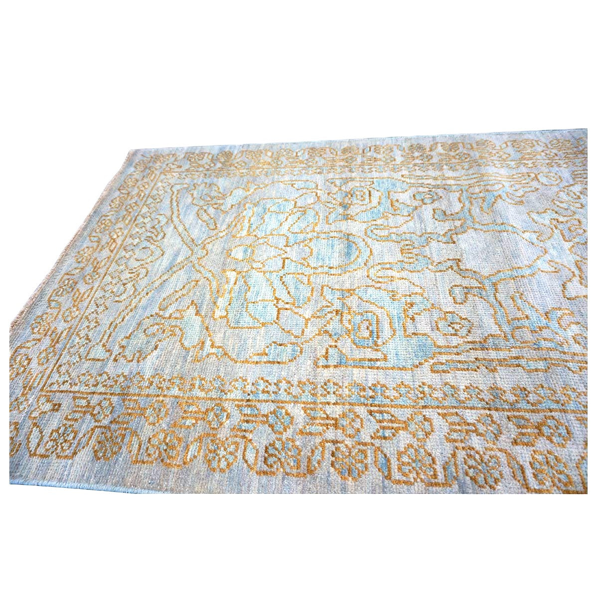Afghan Sultanabad Master Wool 3x12 Light Slate & Gold Handmade Runner Rug #1143677