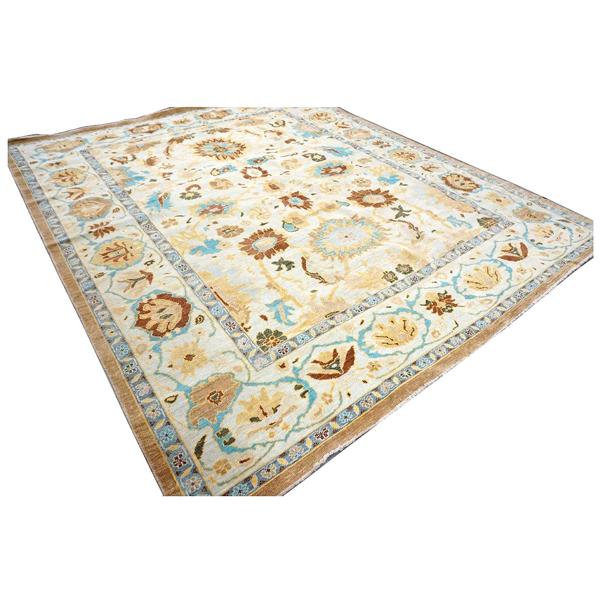 Afghan Sultanabad Wool 8x10 Blue, Ivory & Beige Handmade Area Rug #1143688