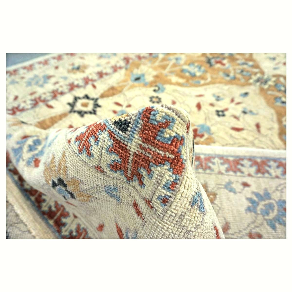 21st Century Afghan Sultanabad Wool 5x18 Tan, Blue & Ivory Handmade Gallery Rug #1143691
