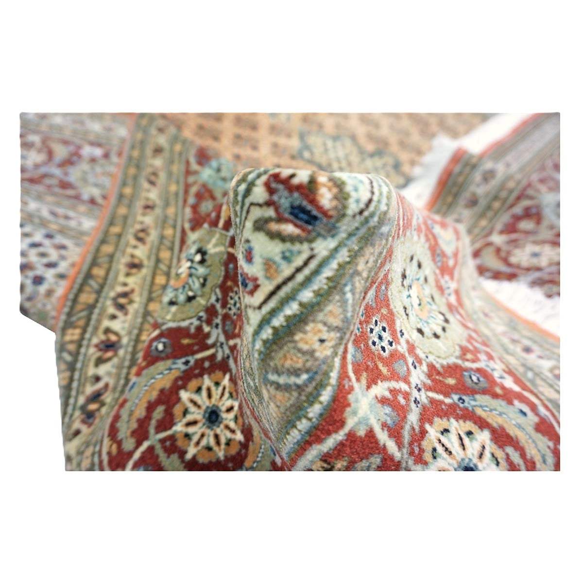 Persian Tabriz Mahi Wool 6x10 Terrecota & Olive Handmade Area Rug #1143748