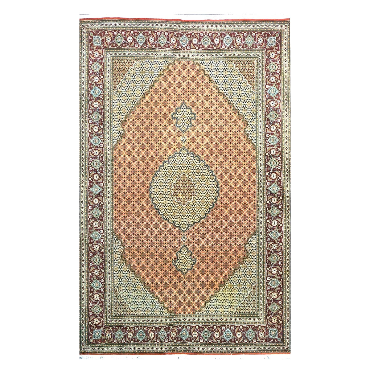 Persian Tabriz Mahi Wool 6x10 Terrecota & Olive Handmade Area Rug #1143748