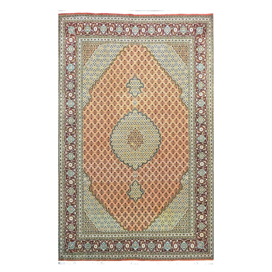 Persian Tabriz Mahi Wool 6x10 Terrecota & Olive Handmade Area Rug #1143748