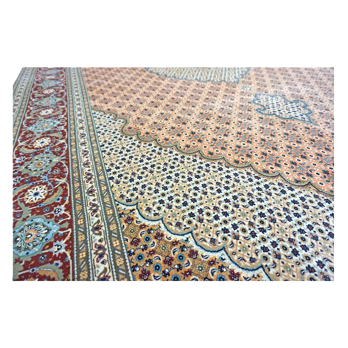 Persian Tabriz Mahi Wool 6x10 Terrecota & Olive Handmade Area Rug #1143748