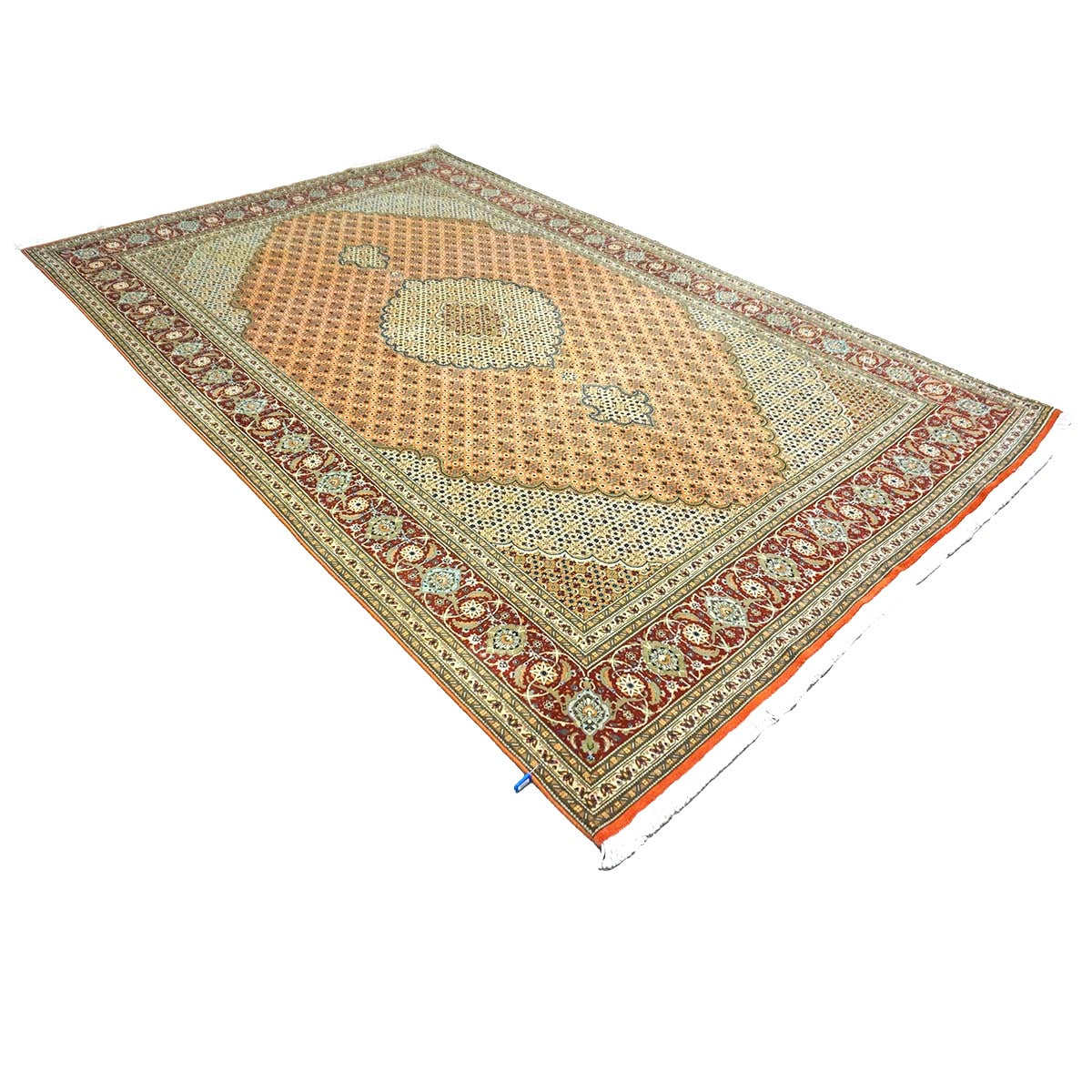 Persian Tabriz Mahi Wool 6x10 Terrecota & Olive Handmade Area Rug #1143748