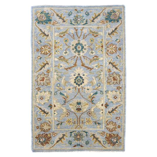 Afghan Sultanabad Wool 3x5 Grey, Ivory & Teal Handmade Area Rug #1143768