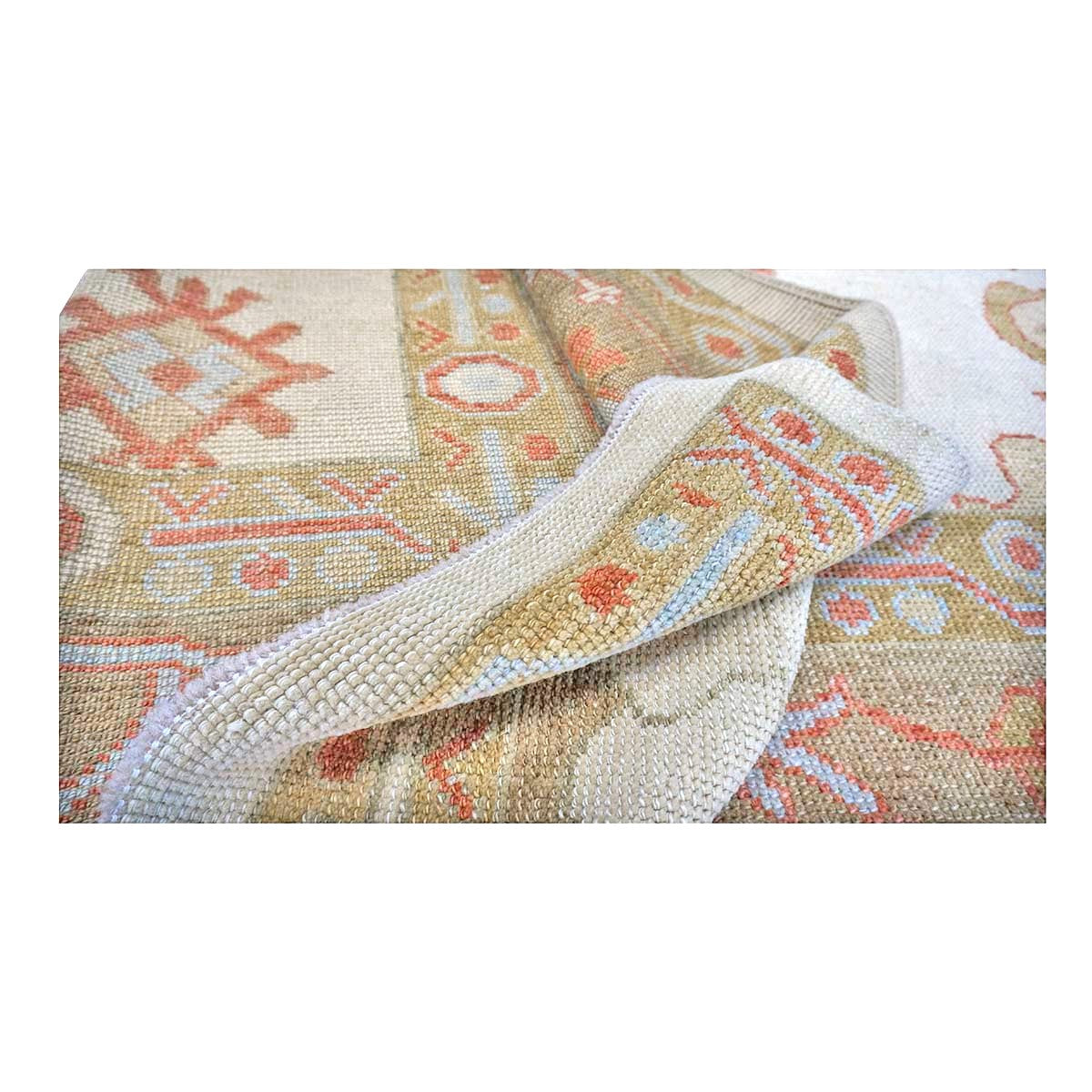 21st Century Turkish Oushak Wool 9x11 Ivory, Yellow, & Rust Handmade Area Rug #1143837