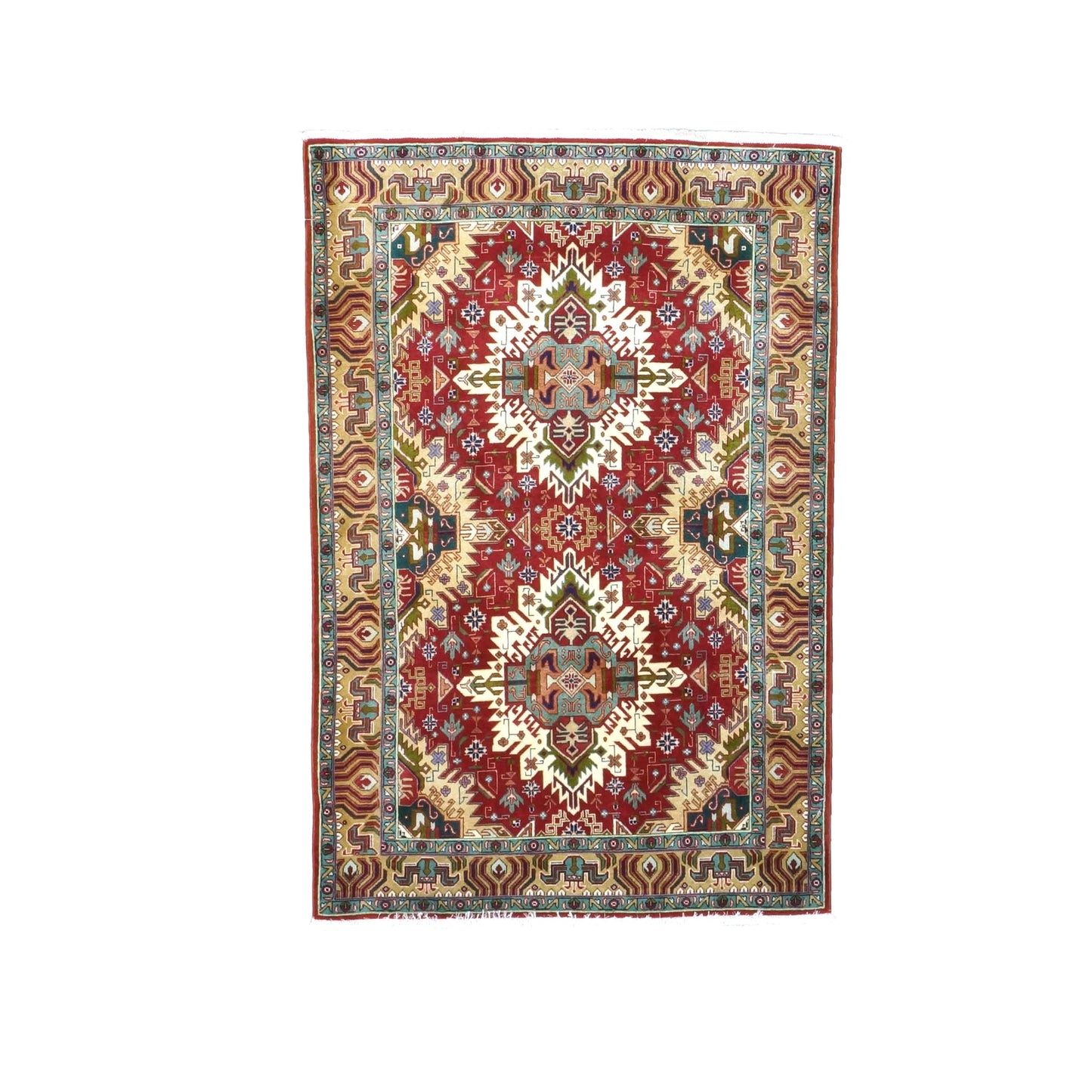 Antique Persian Tabriz Wool 3x5 Red, Ivory & Tan Handmade Area Rug #1143840