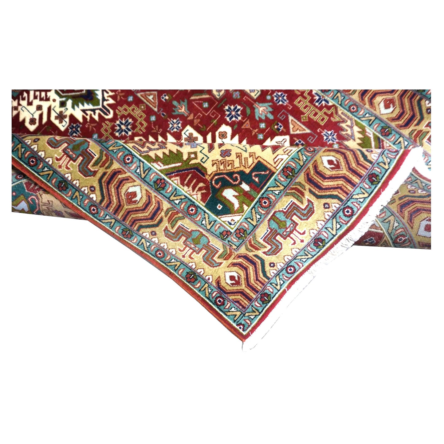 Antique Persian Tabriz Wool 3x5 Red, Ivory & Tan Handmade Area Rug #1143840