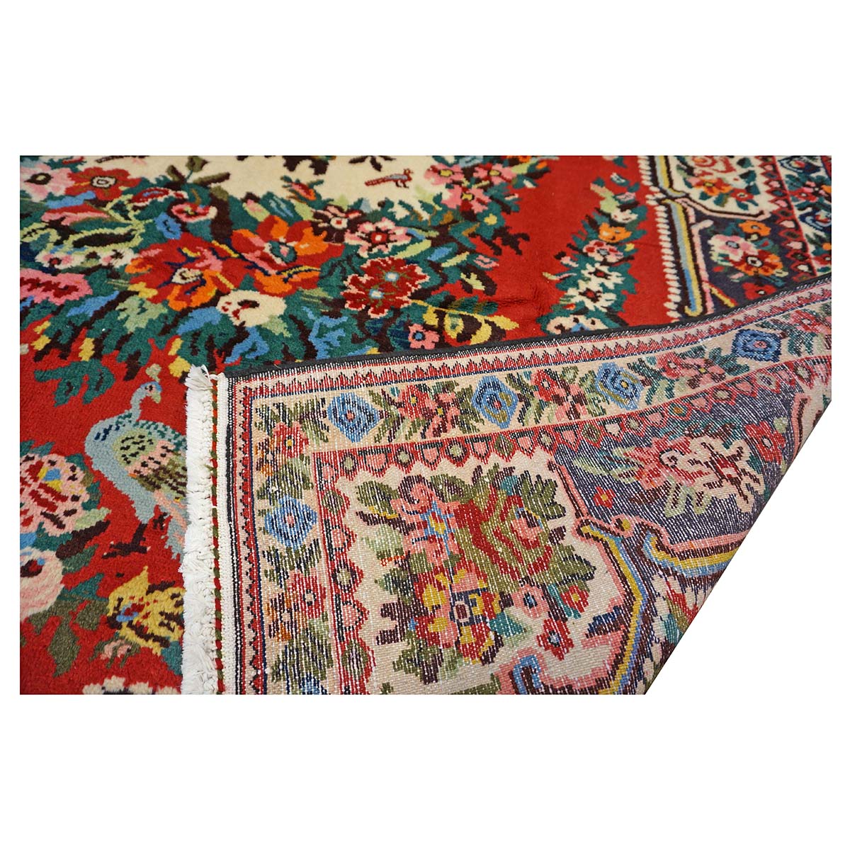 Vintage Persian Baktiari Wool 7x10 Red & Ivory Handmade Area Rug #1143868