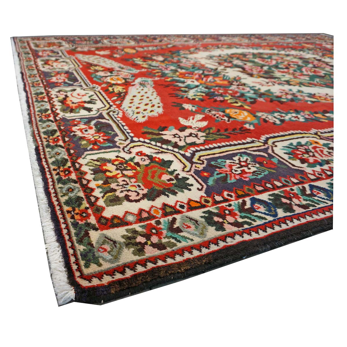 Vintage Persian Baktiari Wool 7x10 Red & Ivory Handmade Area Rug #1143868