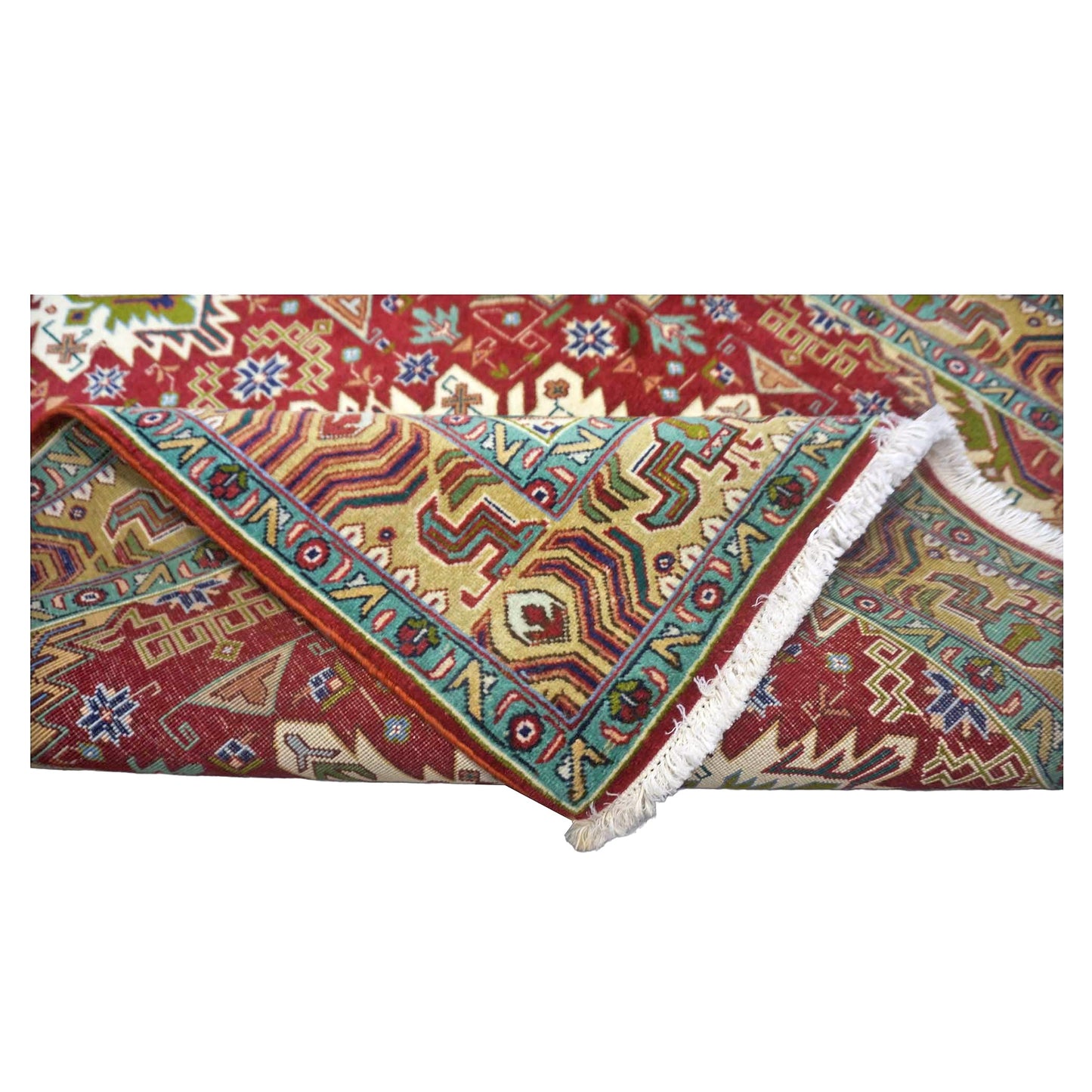 Vintage Persian Tabriz Wool 3x5 Red, Ivory & Tan Handmade Area Rug #1143871