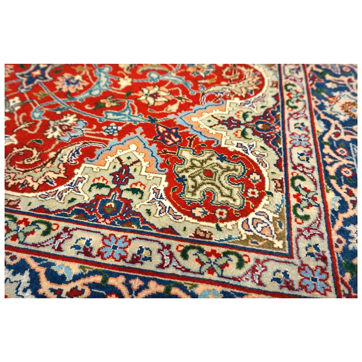 Antique Persian Tabriz Wool 3x5 Red & Navy Handmade Area Rug #1143878