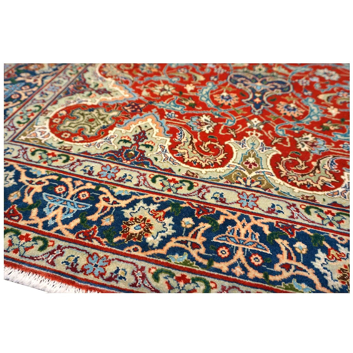 Antique Persian Tabriz Wool 3x5 Red & Navy Handmade Area Rug #1143878