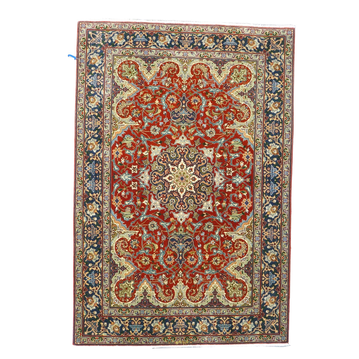 Antique Persian Tabriz Wool 3x5 Red & Navy Handmade Area Rug #1143878