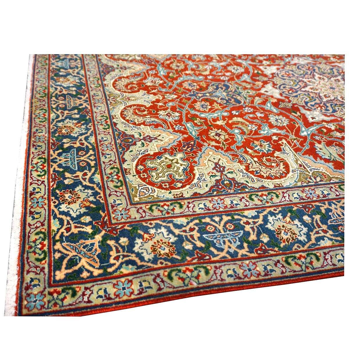 Antique Persian Tabriz Wool 3x5 Red & Navy Handmade Area Rug #1143878