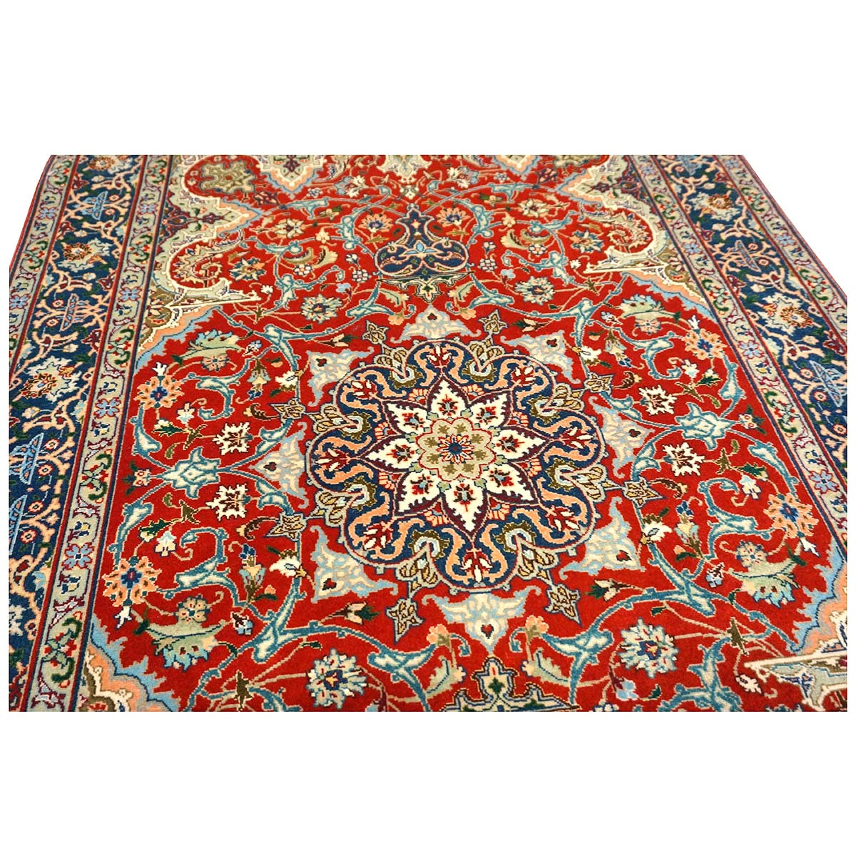 Antique Persian Tabriz Wool 3x5 Red & Navy Handmade Area Rug #1143878