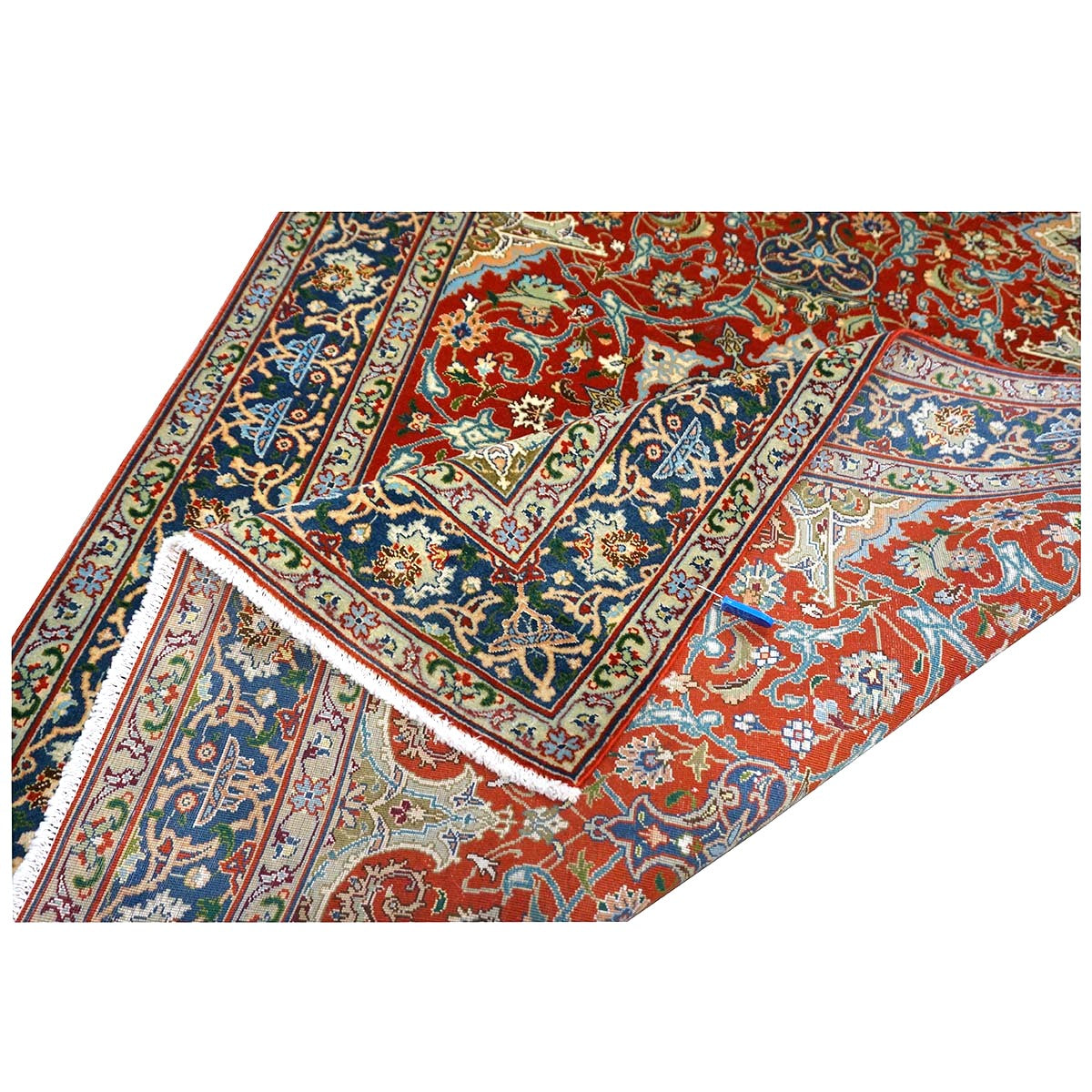 Antique Persian Tabriz Wool 3x5 Red & Navy Handmade Area Rug #1143878