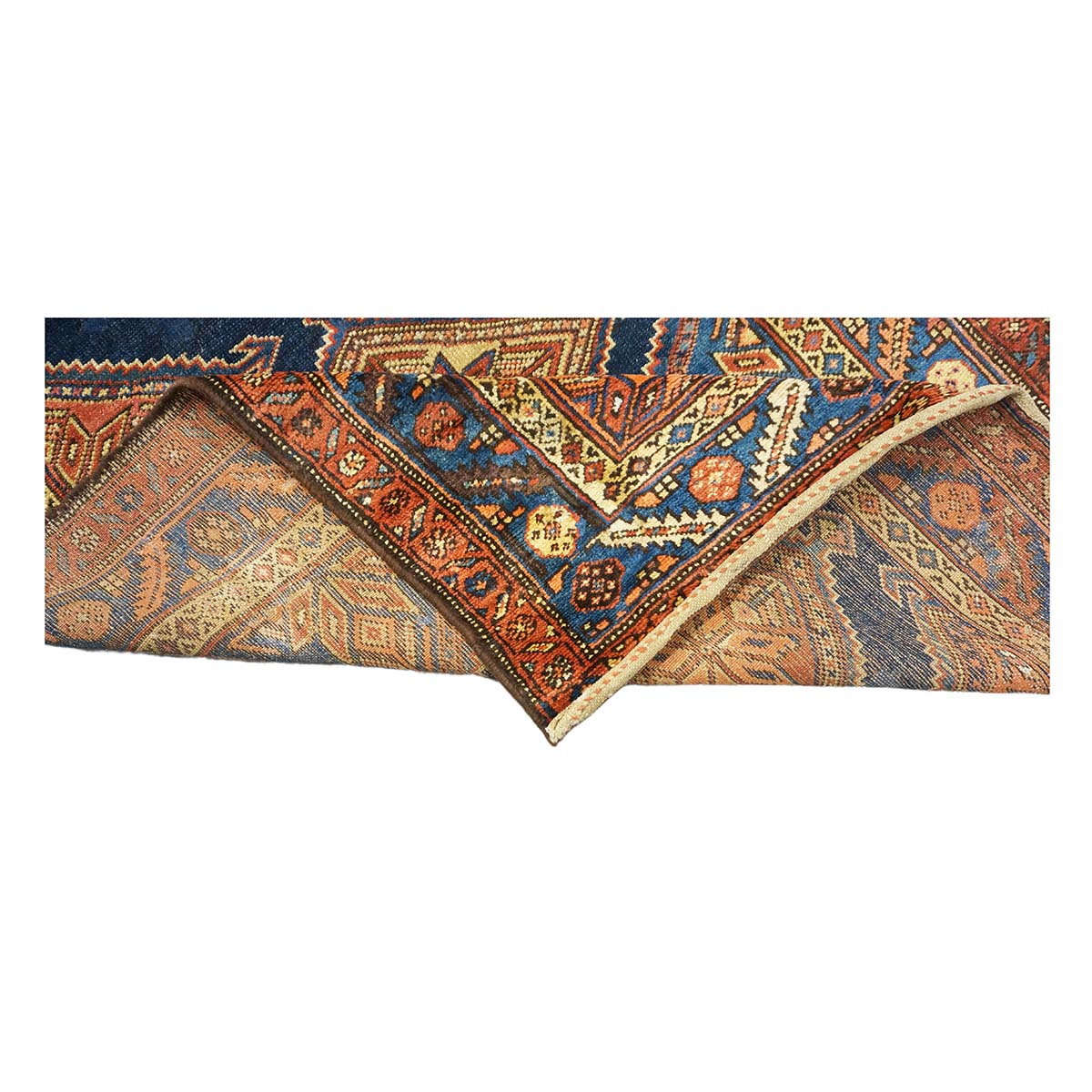 Antique Persian Northwest Wool 4x16 Navy & Rust Handmade Gallery Rug #1143895