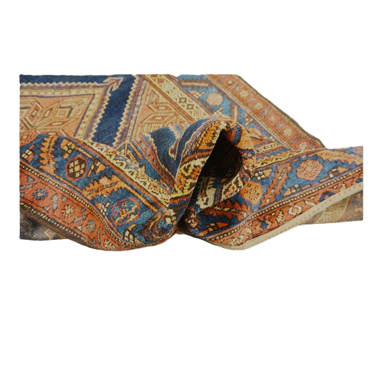 Antique Persian Northwest Wool 4x16 Navy & Rust Handmade Gallery Rug #1143895