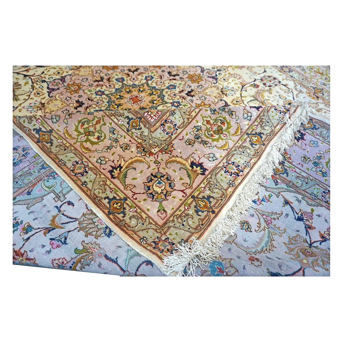 Vintage Persian Tabriz Wool 6x10 Ivory & Pink Handmade Area Rug #1143923