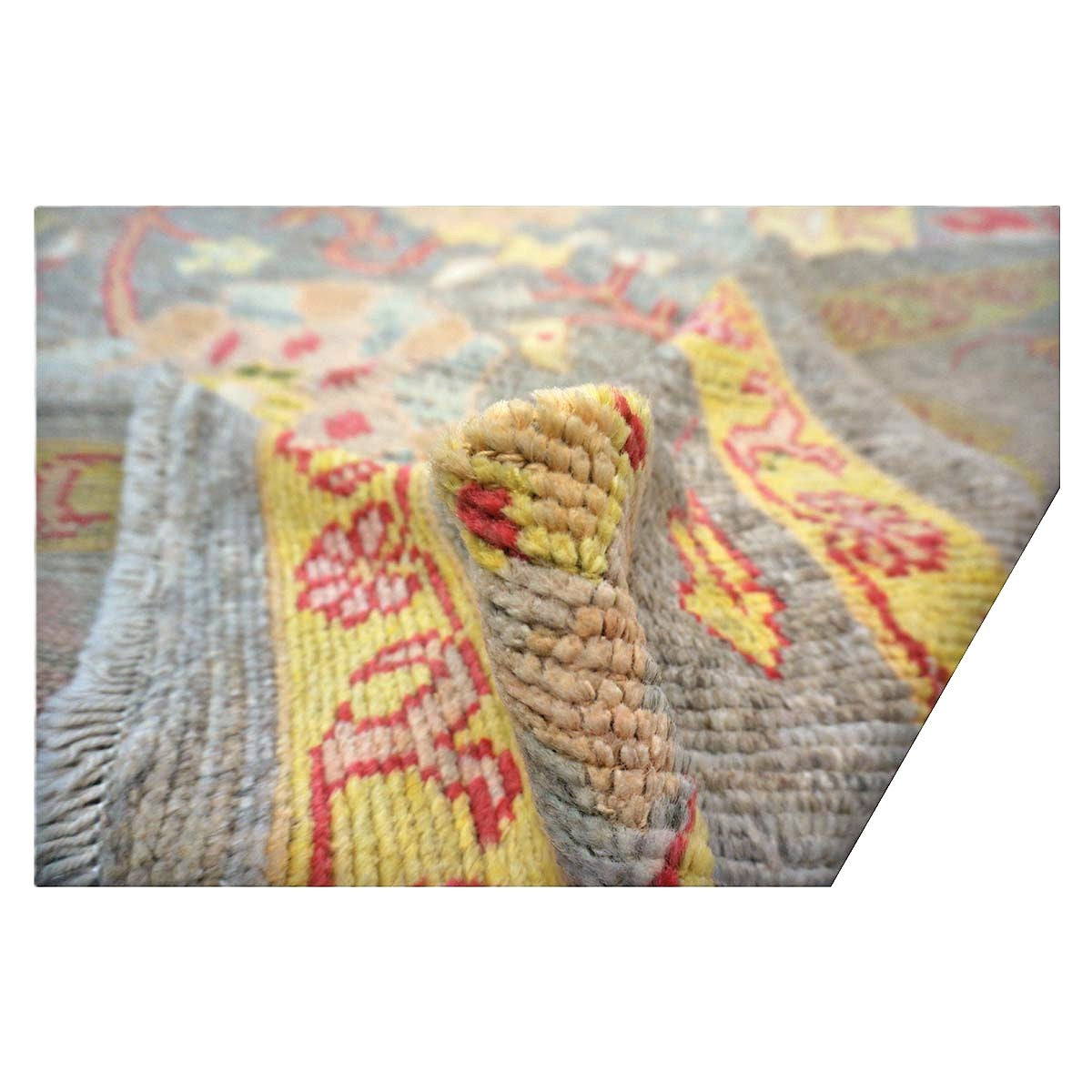 Persian Oushak Wool 8x11 Grey, Red, & Yellow Handmade Area Rug #1143973