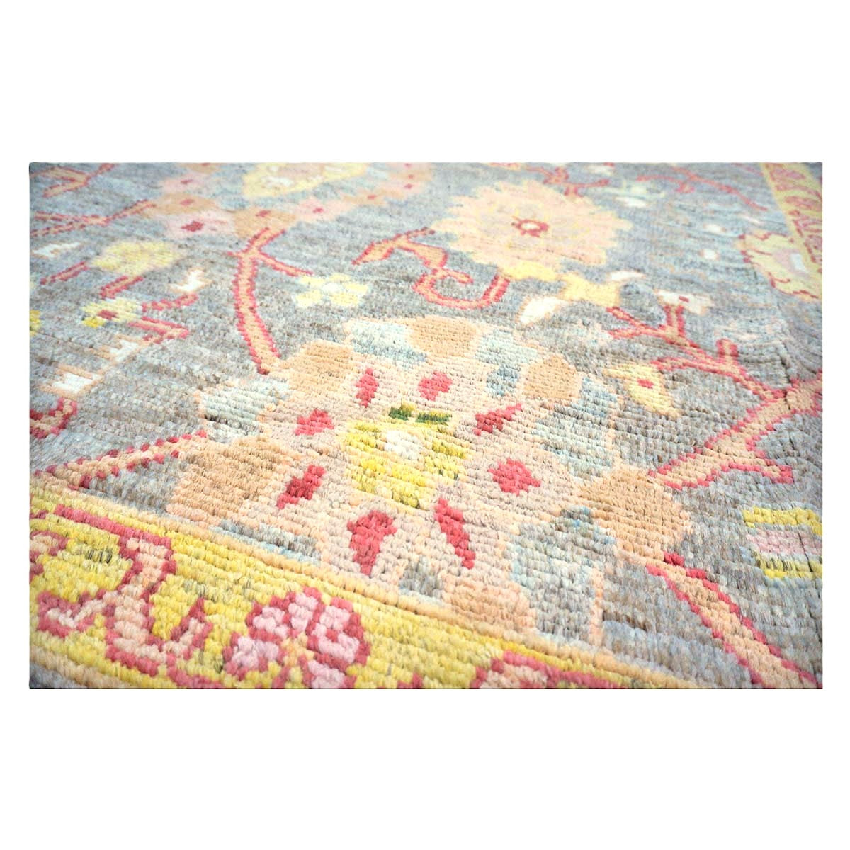 Persian Oushak Wool 8x11 Grey, Red, & Yellow Handmade Area Rug #1143973