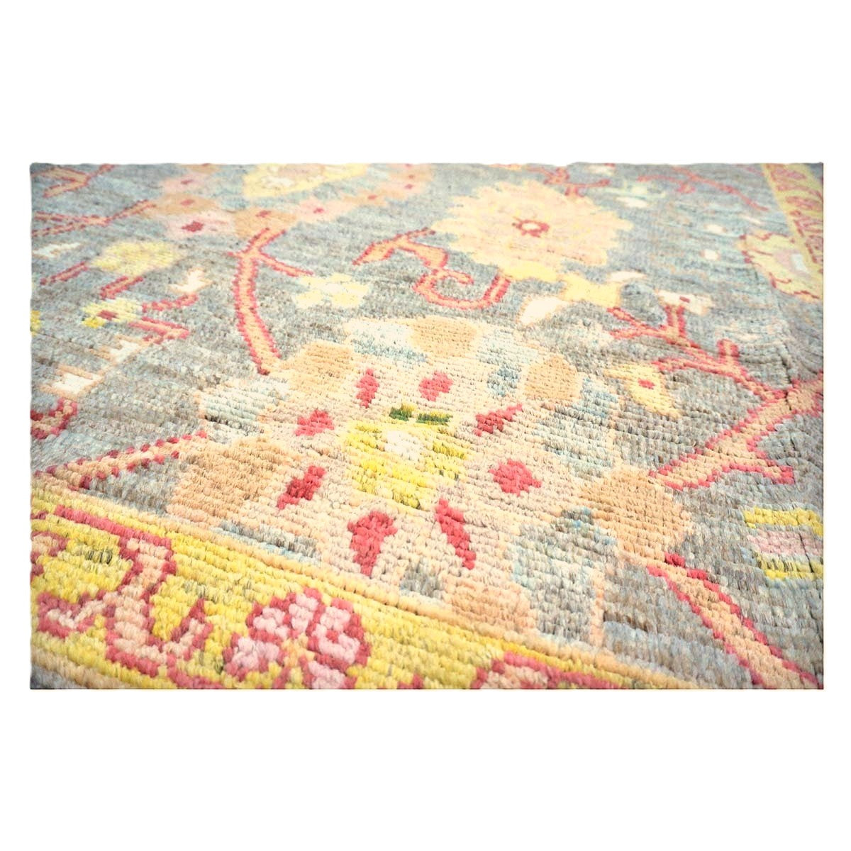 Persian Oushak Wool 8x11 Grey, Red, & Yellow Handmade Area Rug #1143973