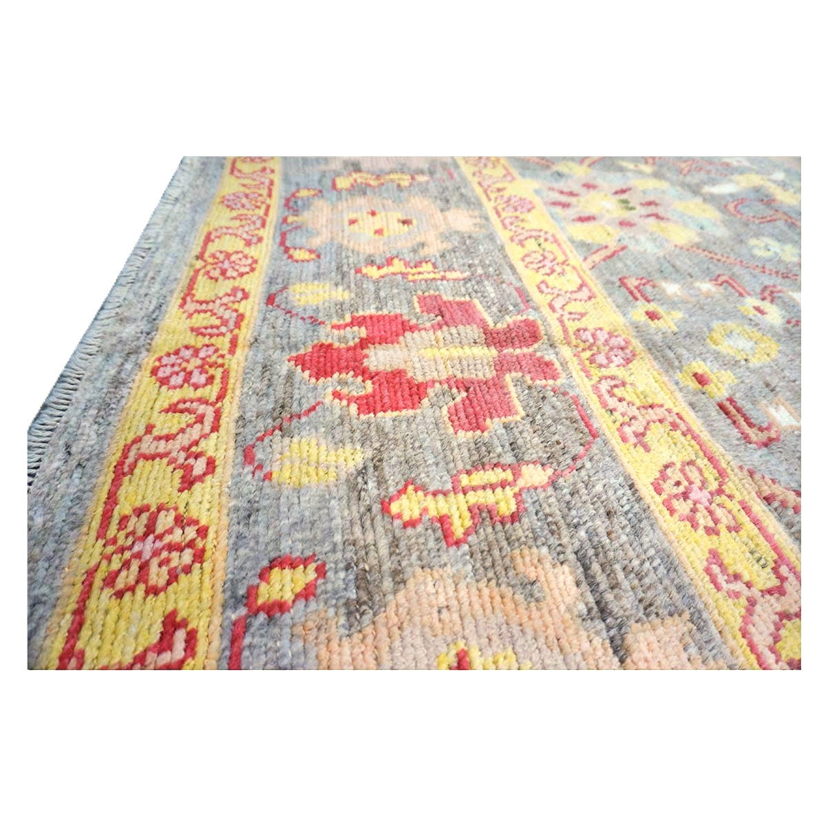 Persian Oushak Wool 8x11 Grey, Red, & Yellow Handmade Area Rug #1143973
