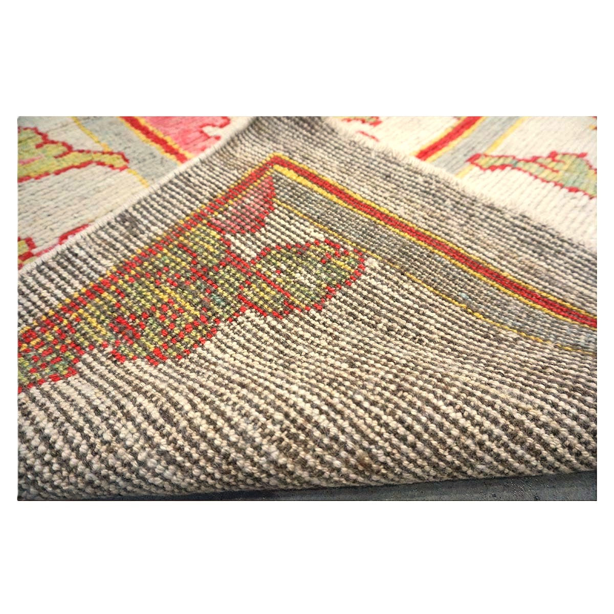 21st Century Persian Oushak Wool 8x11 Ivory, Pink, & Yellow Handmade Area Rug #1143979