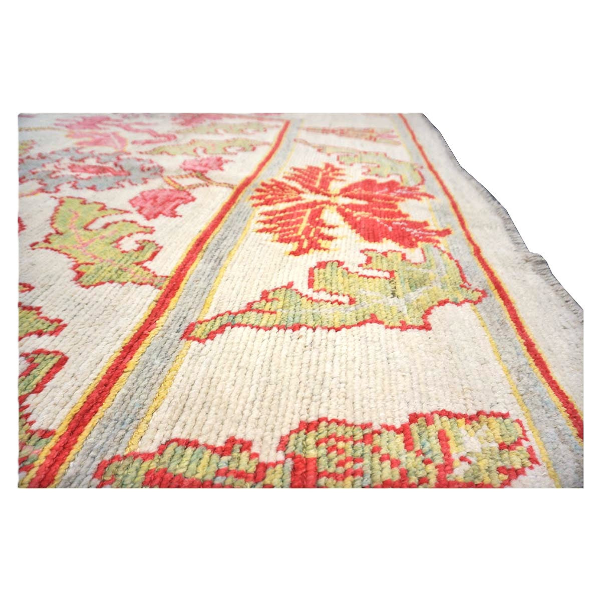 21st Century Persian Oushak Wool 8x11 Ivory, Pink, & Yellow Handmade Area Rug #1143979