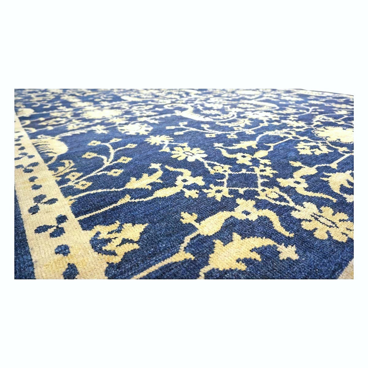 Afghan Sultanabad Wool 6x10 Navy Blue & Ivory Handmade Area Rug #1144038