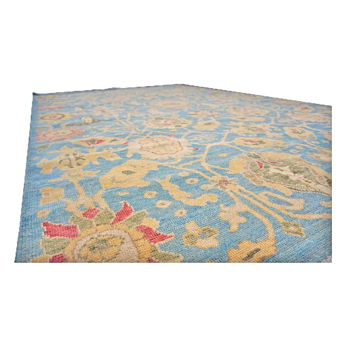 Afghan Sultanabad Wool 6x9 Light Blue & Tan Handmade Area Rug #1144039