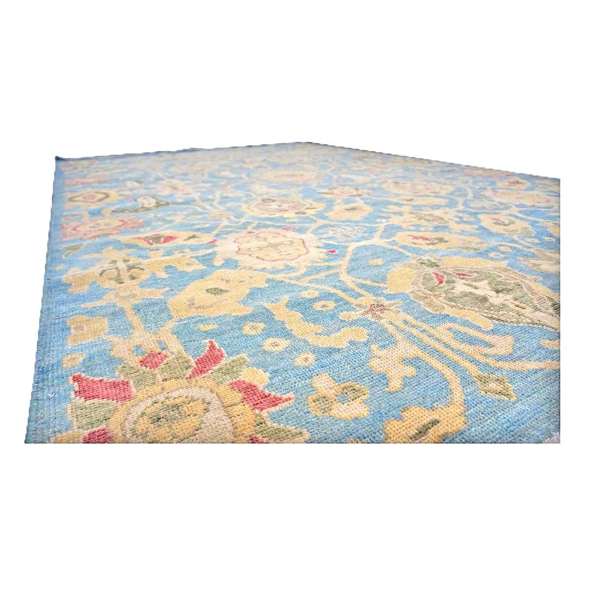 Afghan Sultanabad Wool 6x9 Light Blue & Tan Handmade Area Rug #1144039