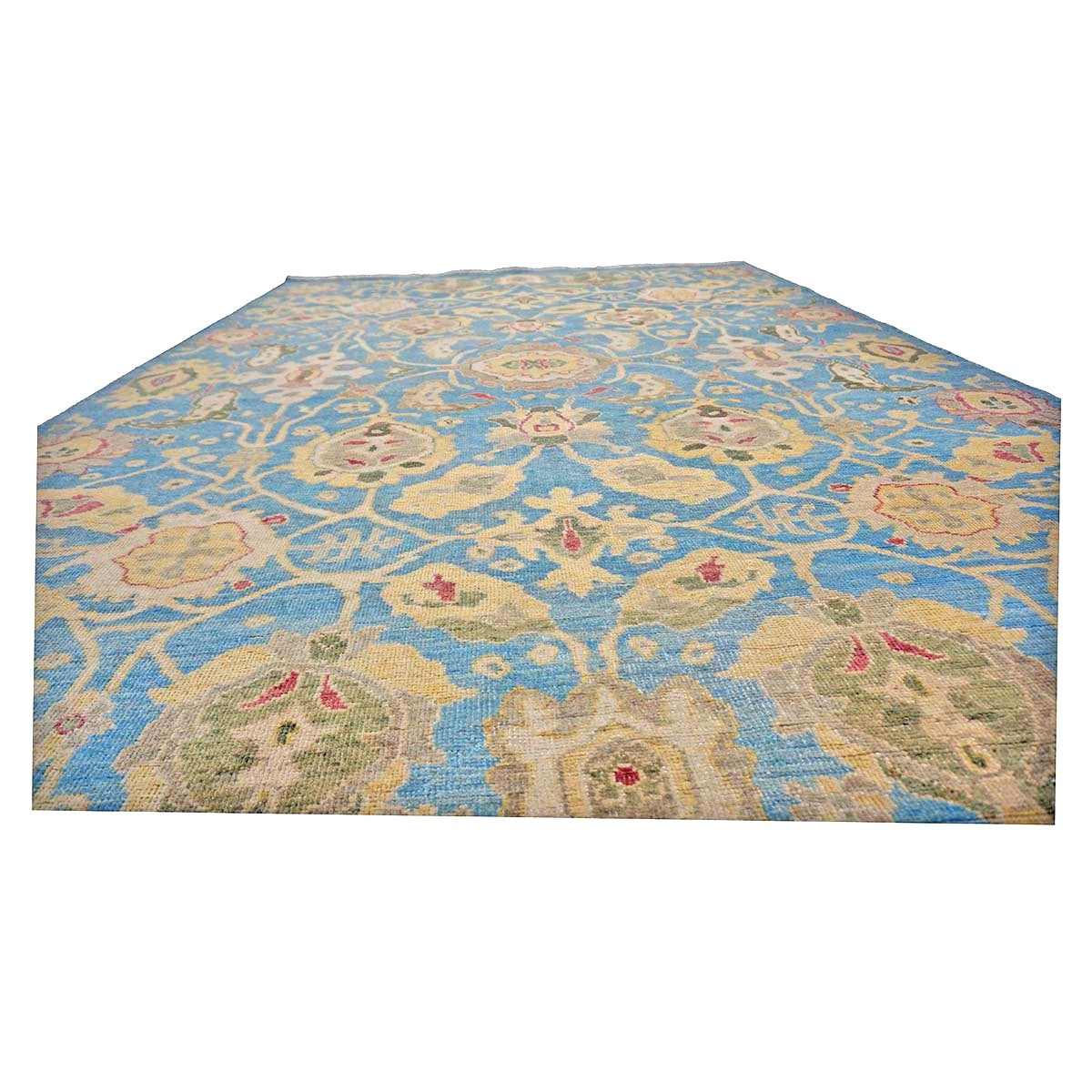 Afghan Sultanabad Wool 6x9 Light Blue & Tan Handmade Area Rug #1144039