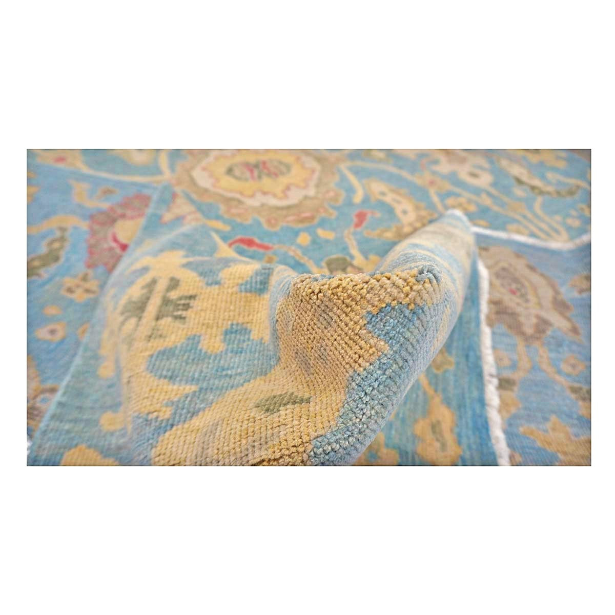 Afghan Sultanabad Wool 6x9 Light Blue & Tan Handmade Area Rug #1144039