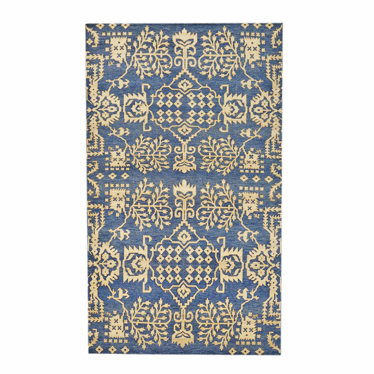 Afghan Sultanabad Wool 5x9 Blue & Beige Handmade Area Rug #1144041