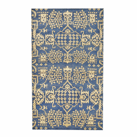 Afghan Sultanabad Wool 5x9 Blue & Beige Handmade Area Rug #1144041