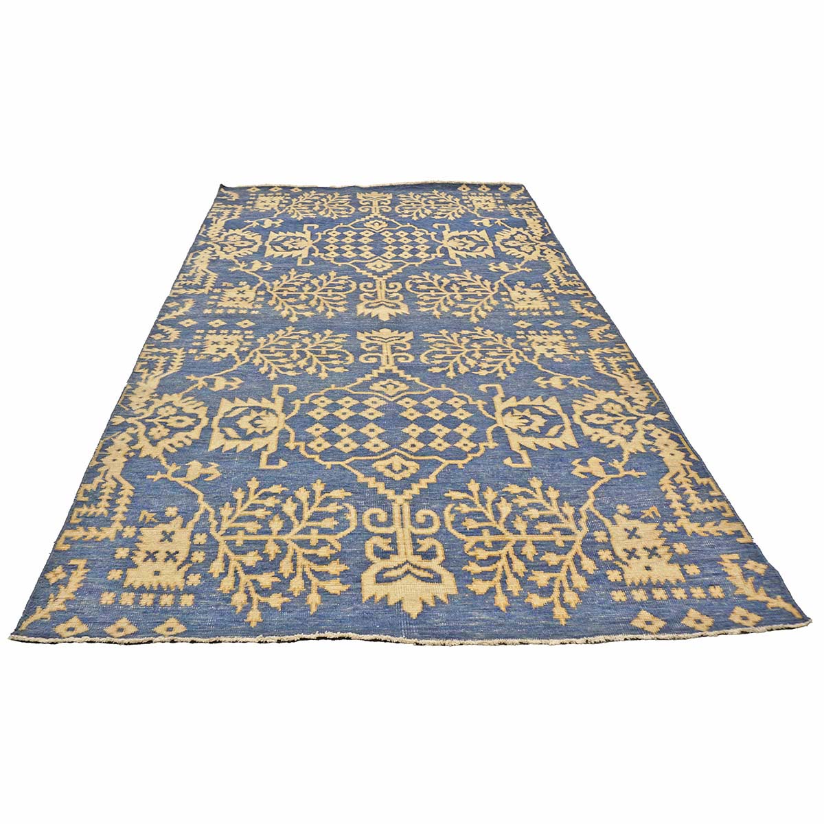 Afghan Sultanabad Wool 5x9 Blue & Beige Handmade Area Rug #1144041